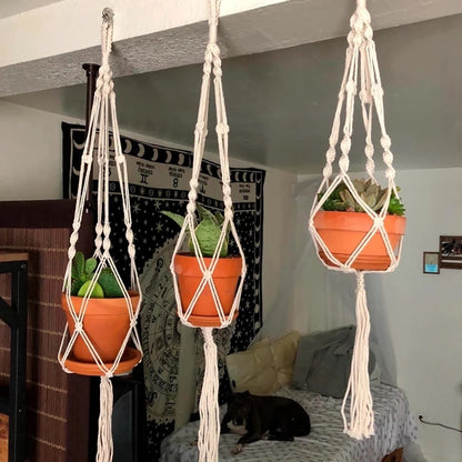 Hanging Planter Flowerpot Plant Holder Macrame Plant Hanger Wall Plant Holder Hanging Basket Flower Basket Balcony Decorations