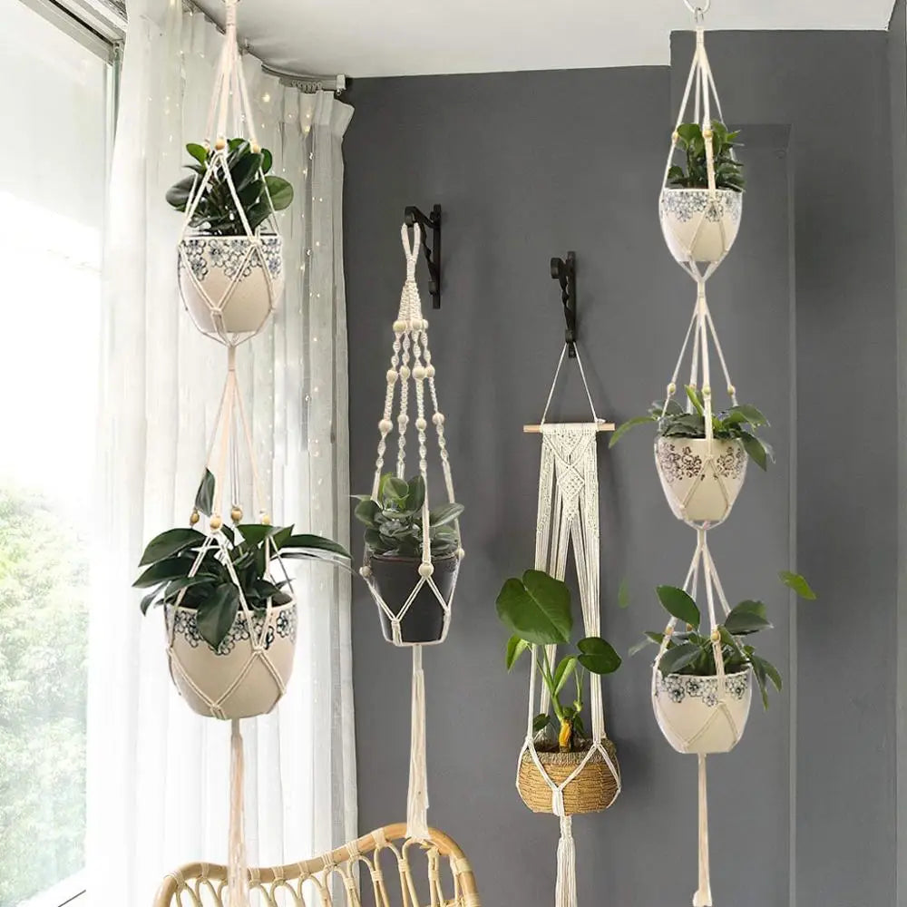 Hanging Planter Flowerpot Plant Holder Macrame Plant Hanger Wall Plant Holder Hanging Basket Flower Basket Balcony Decorations