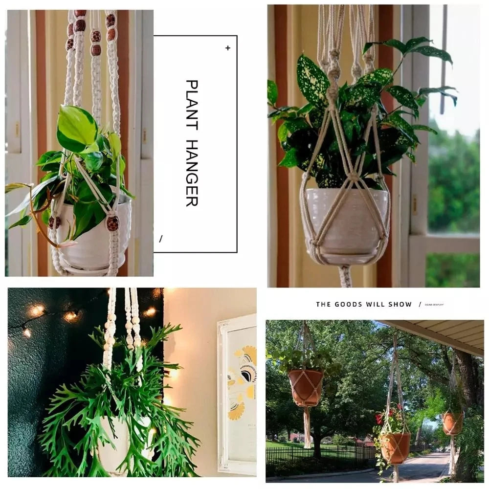 Hanging Planter Flowerpot Plant Holder Macrame Plant Hanger Wall Plant Holder Hanging Basket Flower Basket Balcony Decorations