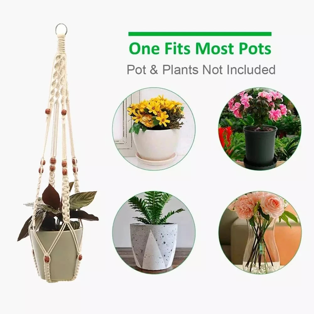 Hanging Planter Flowerpot Plant Holder Macrame Plant Hanger Wall Plant Holder Hanging Basket Flower Basket Balcony Decorations